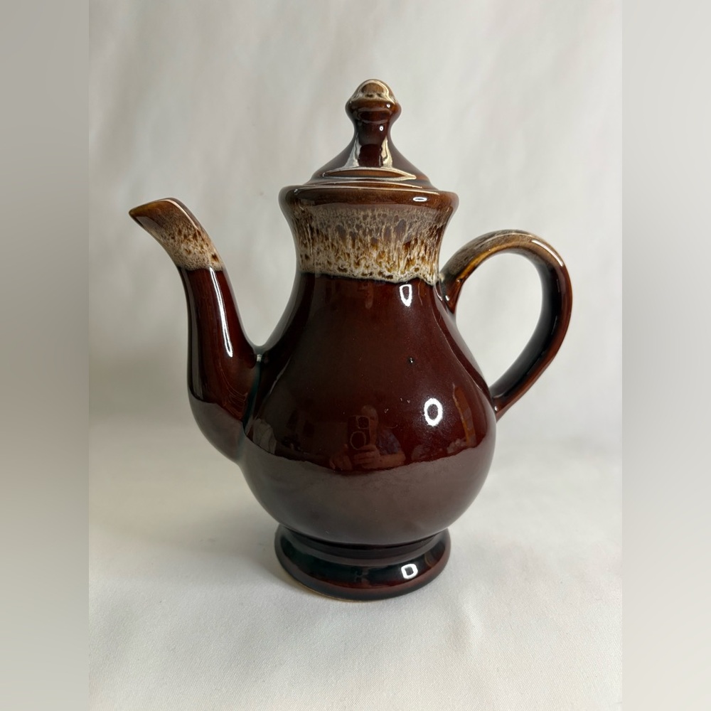 Vtg brown drip glaze ceramic coffee pot - Picture 2 of 4